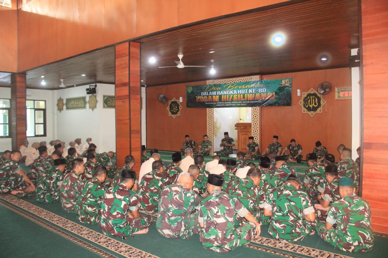 Wujud Syukur Kodim 0612/Tsm Gelar Doa bersama Dalam Rangka HUT Ke 80 Kodam III Siliwangi