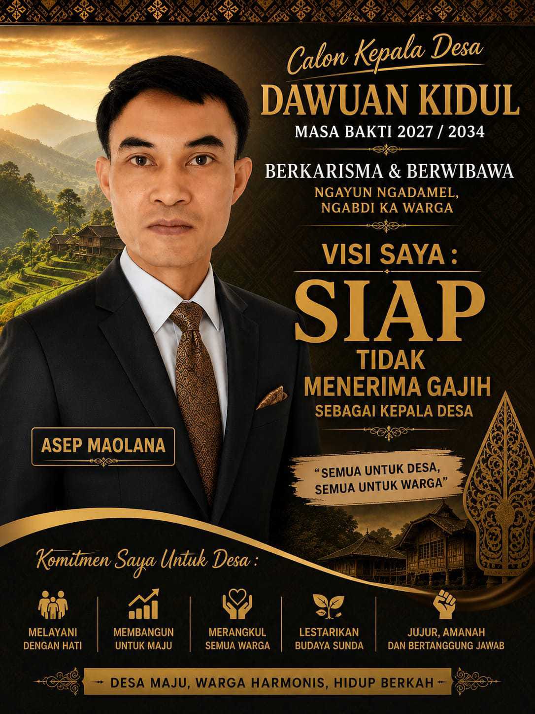 Dengan jargon Berkharisma dan Berwibawa, Kang Asep Maolana Akan Maju Sebagai Calon Kades Dawuan Kidul