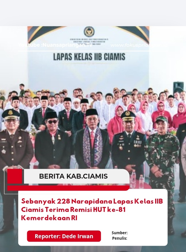 Sebanyak 228 Narapidana Lapas Kelas IIB Ciamis Terima Remisi HUT ke-81 Kemerdekaan RI