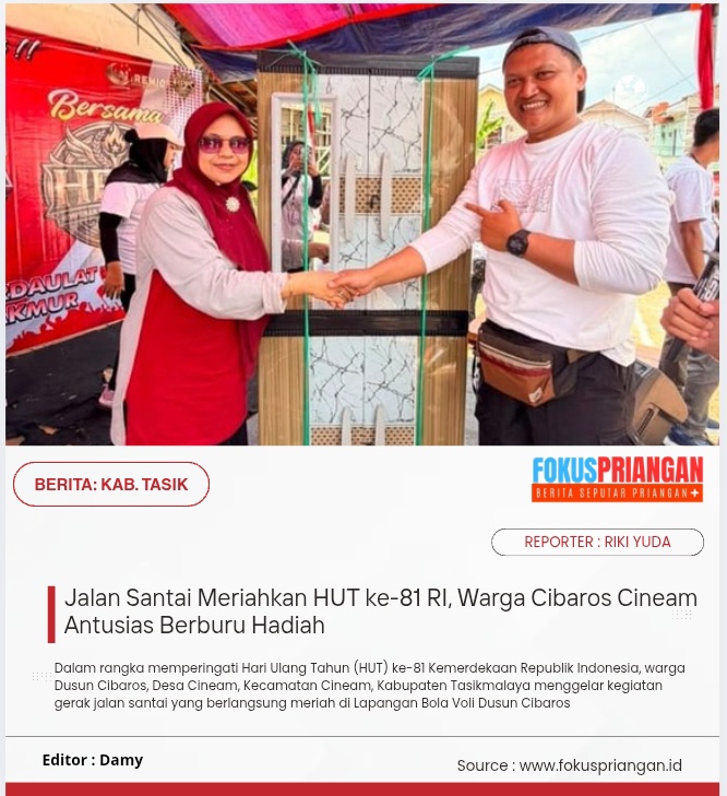 Jalan Santai Meriahkan HUT ke-81 RI, Warga Cibaros Cineam Antusias Berburu Hadiah