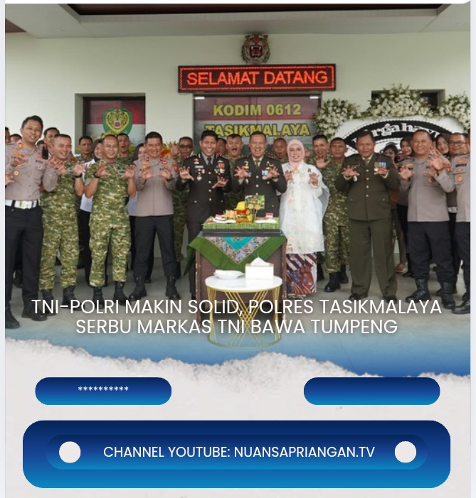 TNI-Polri Makin Solid, Polres Tasikmalaya Serbu Markas TNI Bawa Tumpeng